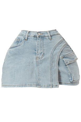 Utility Denim Mini Skirt