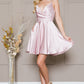 Cowl Neck Open V-Back Babydoll Satin Short Cocktail & Homecoming Dress ACBZ013S