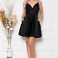 Cowl Neck Open V-Back Babydoll Satin Short Cocktail & Homecoming Dress ACBZ013S