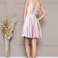Cowl Neck Open V-Back Babydoll Satin Short Cocktail & Homecoming Dress ACBZ013S