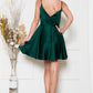 Cowl Neck Open V-Back Babydoll Satin Short Cocktail & Homecoming Dress ACBZ013S