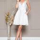 Cowl Neck Open V-Back Babydoll Satin Short Cocktail & Homecoming Dress ACBZ013S
