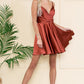 Cowl Neck Open V-Back Babydoll Satin Short Cocktail & Homecoming Dress ACBZ013S
