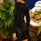 Long Sleeves V-Neck Zipper Back Short Cocktail & Homecoming Dress ACBZ029S
