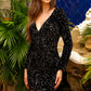 Long Sleeves V-Neck Zipper Back Short Cocktail & Homecoming Dress ACBZ029S