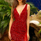 Deep Illusion V-Neck Embroidered Sequins Short Cocktail & Homecoming Dress ACBZ028S