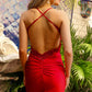 Embroidered Bodice Open Criss Cross Back Short Cocktail & Homecoming Dress ACTM1013S