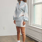 Nylon & mesh contrast track suit top & mini skirt set