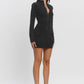 Washed jersey long sleeve zip-up mini cargo dress