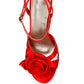 CHAUMET Rose Bow Satin Heeled Sandals