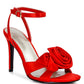 CHAUMET Rose Bow Satin Heeled Sandals