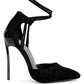 RULE BREAKER Black Lace Up Stiletto Sandals