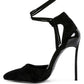 RULE BREAKER Black Lace Up Stiletto Sandals
