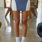 Nylon & mesh contrast track suit top & mini skirt set