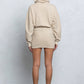 French terry zip-up hoodie and mini skirt set