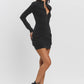 Washed jersey long sleeve zip-up mini cargo dress