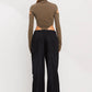 Front slit and cold shoulder mock neck bodysuits