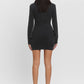 Washed jersey long sleeve zip-up mini cargo dress
