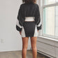 Nylon & mesh contrast track suit top & mini skirt set