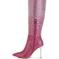 Orymple Shiny Rhinestone Studded Calf Boots