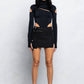 Front slit and cold shoulder mock neck bodysuits