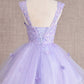 Butterfly Applique Sequin Mesh Babydoll w/ Sheer Straps Short Homecoming Dress GLGS3186