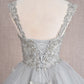 Butterfly Applique Sequin Mesh Babydoll w/ Sheer Straps Short Homecoming Dress GLGS3186