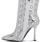 Precious Mirror Embellished High Ankle Boots