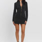 Washed jersey long sleeve zip-up mini cargo dress