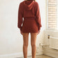 French terry zip-up hoodie and mini skirt set