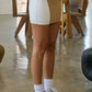 Nylon & mesh contrast track suit top & mini skirt set