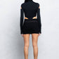 Front slit and cold shoulder mock neck bodysuits