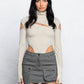 Front slit and cold shoulder mock neck bodysuits