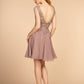 Embroidered Applique Bodice V-Neck Chiffon Short Homecoming Dress GLGS1622