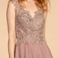 Embroidered Applique Bodice V-Neck Chiffon Short Homecoming Dress GLGS1622
