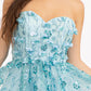 3D Floral Applique Embellished Glitter Mesh Sweetheart Short Homecoming Dress GLGS1995