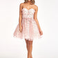 3D Floral Applique Embellished Glitter Mesh Sweetheart Short Homecoming Dress GLGS1995