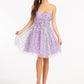 3D Floral Applique Embellished Glitter Mesh Sweetheart Short Homecoming Dress GLGS1995
