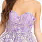 3D Floral Applique Embellished Glitter Mesh Sweetheart Short Homecoming Dress GLGS1995