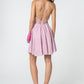 Illusion Deep V-Neck Glitter Crepe w/ Strap Back Short Homecoming Dress GLGS2839