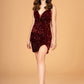 Velvet Sequin Bodycon w/ Side Slit Short Homecoming Dress GLGS3084
