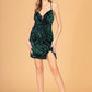 Velvet Sequin Bodycon w/ Side Slit Short Homecoming Dress GLGS3084
