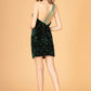 Asymmetric Velvet Bodycon w/ Sequin Short Homecoming Dress GLGS3086