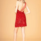Asymmetric Velvet Bodycon w/ Sequin Short Homecoming Dress GLGS3086