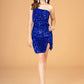 Asymmetric Velvet Bodycon w/ Sequin Short Homecoming Dress GLGS3086