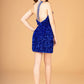 Asymmetric Velvet Bodycon w/ Sequin Short Homecoming Dress GLGS3086