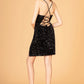Ruched Bodice Velvet Bodycon w/ Leg Slit Short Homecoming Dress GLGS3087