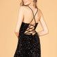 Ruched Bodice Velvet Bodycon w/ Leg Slit Short Homecoming Dress GLGS3087