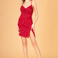 Ruched Bodice Velvet Bodycon w/ Leg Slit Short Homecoming Dress GLGS3087
