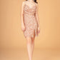 Ruched Bodice Velvet Bodycon w/ Leg Slit Short Homecoming Dress GLGS3087